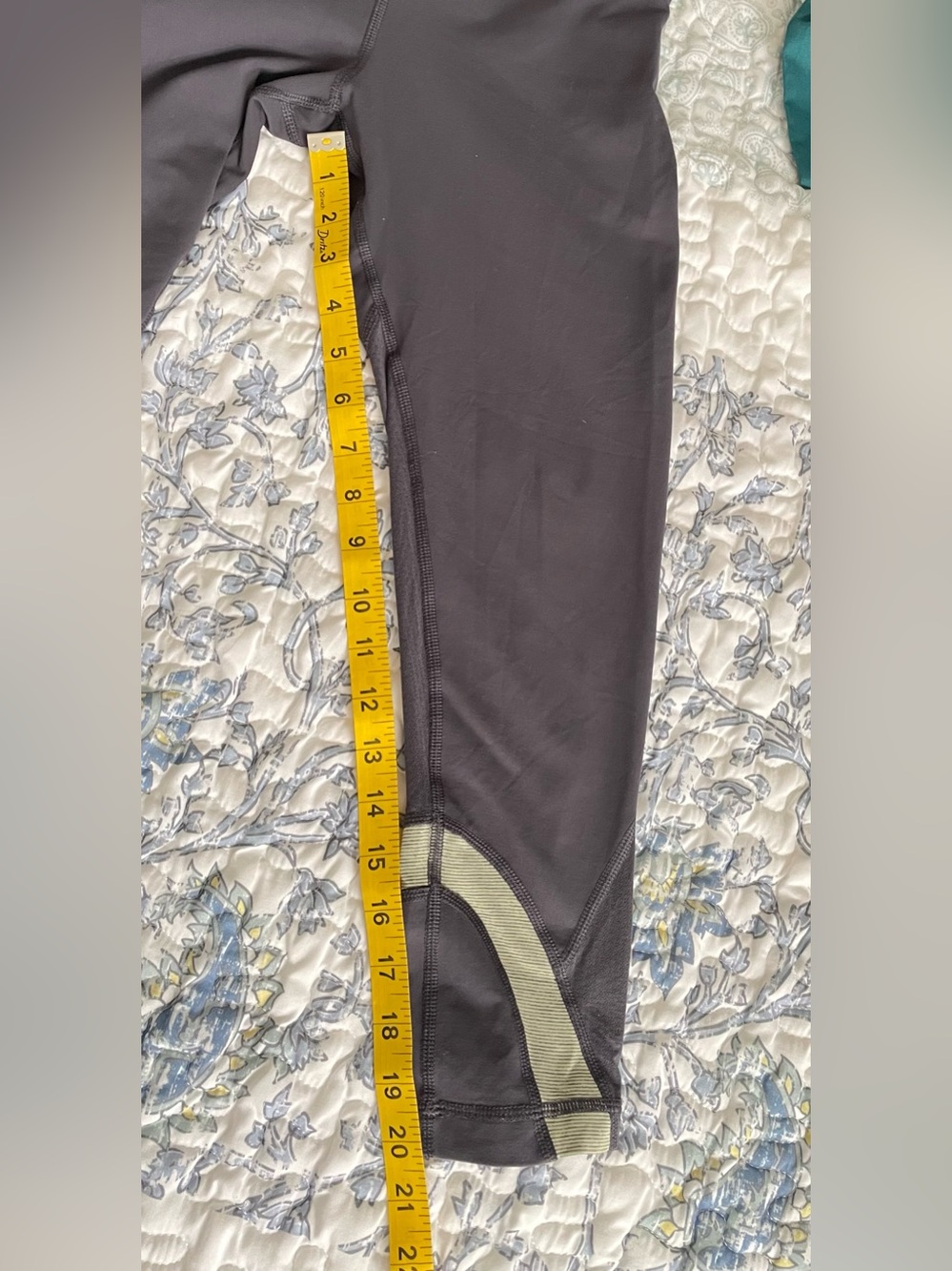 lululemon athletica Gray Capri Leggings with Light Yellow Waistband - Picture 8 of 8